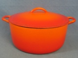 Vintage Bright Orange Cook Pot – Descoware – Made in Belgium – 9 ½: diameter and 6” tall