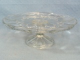 Clear Glass Cake Stand – Curved Design – No Visible Markings – 4 ¼” tall and 12” diameter