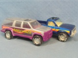 Two Nylint Toy Cars -  One Purple Plastic Bass Chaser, One Metal 4/4 Sun Chaser – 8” long