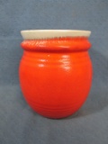 McCoy Vase – Orange w/ White Rim – Retro vibe – Faintly marked on base – 6 3/4”T – Has 2 small hairl