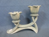 Double Candlestick Holder – Floral design – Unmarked – 5 1/2”T x ~7”L – As shown