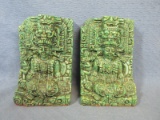 Pair of Aztec Bookends – Tag on back translated to Aztec Art Mexican Artisans Archaeological Reprodu