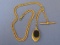 Great Antique Gold Plate Watch Chain w Double-sided Locket – T-Bar – 18” long