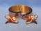 Retro Copper Look Hinged Bracelet by Renoir – Unsigned Copper & Enamel Earrings