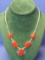 Sterling Silver Necklace w Red Stones – Coral? 18” long – Total weight is 26.9 grams