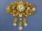 Fabulous Vintage Pin/Brooch – Leaves w Glass Stones – 3” wide