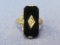 14 Kt White Gold Ring w Onyx – Diamond Accent – Size 3.5 – Vintage – Weight is 2.2 grams