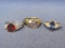 3 Sterling Silver Rings w Stones Size 5.25 to 6.25 – Total weight is 13.4 grams