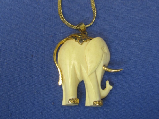 Elephant Pendant w 18 Kt Gold Filled Fittings – 20” Goldtone Chain