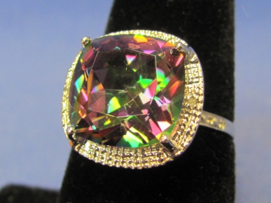 Sterling Silver Ring w Mystic Topaz – Size 7.25 – Total weight is 3.7 grams – New w Tag