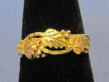 Black Hills Gold Sterling Silver Ring – Size 6.25 – 2.2 grams – Typically Leaves are 12 Kt Gold
