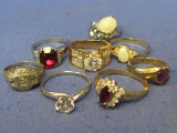 8 Costume Rings – 1 is Vintage – Various sizes & styles – Good condition