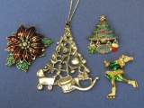 Holiday Jewelry – Christmas Tree Necklace by Gorham dated 1986 – 3 Pins