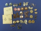 Lot of Vintage Earrings – A couple on Cards – Variety of Styles & Sizes – Clip-ons, etc