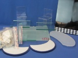 Various Plexiglas Display Pieces – Bags of Inserts for Earrings & more – Largest Piece is