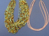 2 Seed Bead Necklaces – 1 Pink – 1 Multicolored – Good condition