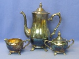 Silverplate Set – Coffee Pot – Covered Sugar – Creamer – By International Silver Co.