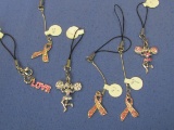 Lot of Cell Phone Charms – 2 Cheerleaders – 3 Breast Cancer Ribbons – 1 Love