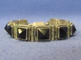 Sterling Silver Bracelet w Onyx – Made in Mexico – 7 1/2” long – Total weight is 45.0 grams