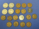 4 Buffalo Nickles – 1 is 1936 – 16 Wheat Cents 1940 to 1953 – As shown