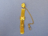 Antique Gold Plate Watch Fob & Chain – Engraved “L” - signed “Marathon” - 4 1/2” long
