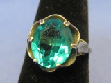 Vintage Sterling Silver Ring by Sarah Coventry – Teal Stone – Size 5.75 but slightly adjustable