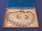 Vintage Rhinestone Set in Original Box – Pahula Necklace & Clip-on Earrings