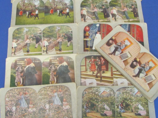 21 Stereoview Cards – Mostly Humorous – Condition varies – As shown