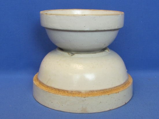 2 Stoneware Bowls or Milk Pans – Larger is 9” in diameter & is in good vintage condition