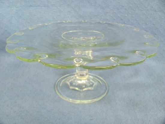 Clear Glass Cake Stand – 4 ¾” tall and 11” diameter – Simple Elegant Design – No Visible Markings