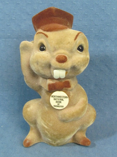 Fuzzy Beaver? Northwestern National Bank of Rochester Coin Bank – 8” tall and 4” wide