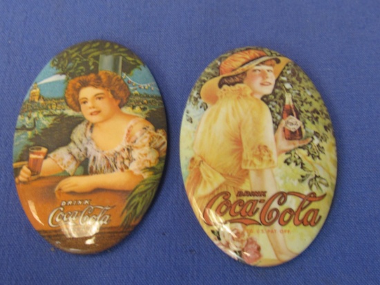 2 Coca Cola Advertising Art Mirrors – Each is Oval 2 3/4” T x 1 3/4” W