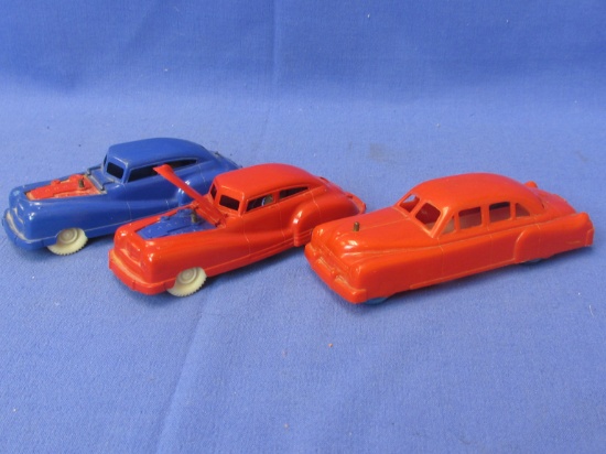 3 Vintage Keystone Service Station Cars with Working Drain Hoses – Red Car & Blue Car K-48 USA & B30