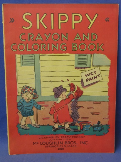 1931 Skippy Crayon & Coloring Book Licensed by Percy Crosby – only 2 Cartoons have been “Used”