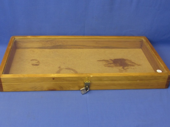 Pine & Glass Counter Top Display Case - Measures 25” L x 13” W x 2 3/4” T – Lockable