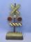 Railway Crossing Clock – Plastic – 11 1/8” tall – Clock works w 4 AA batteries