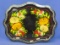 Black Metal Tray – Bright Hand Painted Flowers – 16” x 12 1/2” - Not tin, heavier
