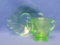 Green Depression Glass – Handled Bowl by Heisey – Sugar by Federal Glass
