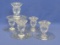 5 Single Candlesticks – American by Fostoria – About 3” tall – 2 are shaped slightly different