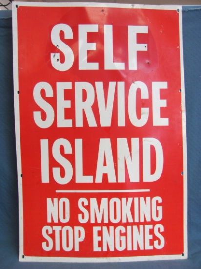 Metal Sign “Self Service Island – No Smoking – Stop Engines” - 36” x 24”