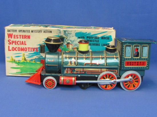 Western Special Locomotive – Battery Operated Tin Litho – Made in Japan – In Original Box - Works