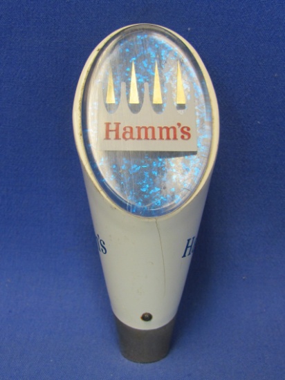 Hamm's Beer Tap – Blue Glitter w Crown – 4 1/2” long – Crack in plastic on front