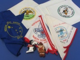 7 Vintage Boy Scout Scarves – 2 Wood Handmade Pulls – Snoopy & Scout – Some dated in the 1960s
