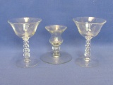 Pair of Imperial Candlewick Liquor Cocktail Glasses – 4 5/8” tall plus Candlewick? Candle holder