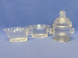 Depression Glass Creamer & Sugar – Queen Mary by Anchor Hocking – EAPG Sugar w Lid