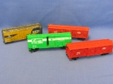 4 Toy Train Cars – 3 are by Life-Like – 1 made in Austria– Longest is 6”