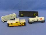 4 Toy Train Cars – Maker Unknown – Chessie System – B&O - Longest is 6 1/4”