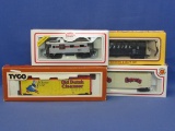 Mixed Lot of 4 Train Cars in Boxes – Tyco – Life-Like – Bachmann – Model Power