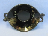 Early Fenton Glass – Ebony Dish with Dolphin Handles – 7 1/2” x 5 1/4”