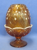 Fenton Glass Fairly Lamp – Lily of the Valley in Cameo – Amber Opalescent – 7” tall